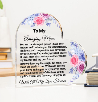 Heart Plaque For Mom From Daughter Son, Birthday Gift, Christmas Gift For Mom, Mother's Day Gift, Custom Mom Gift, To My Mom, Mom Keepsake