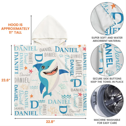 Personalized Kid Hooded Towel, Custom Kid Summer Vacation Towel, Daughter & Son Beach Towel, Toddler Pool Towel, Travel Gift For Grandkid