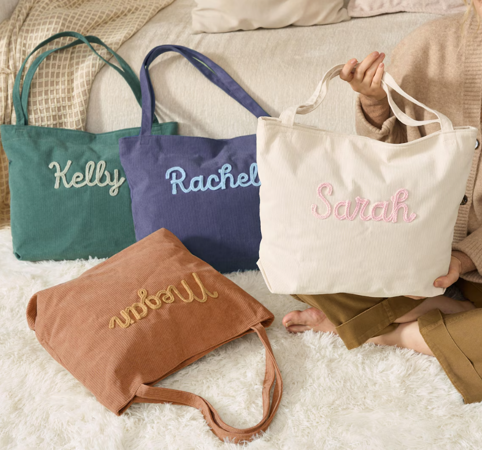 Custom Corduroy Tote Bag, Personalized Corduroy Bag, Everyday Essential Tote, Travel Crossbody Bag, Valentines Day gift, Easter Gifts