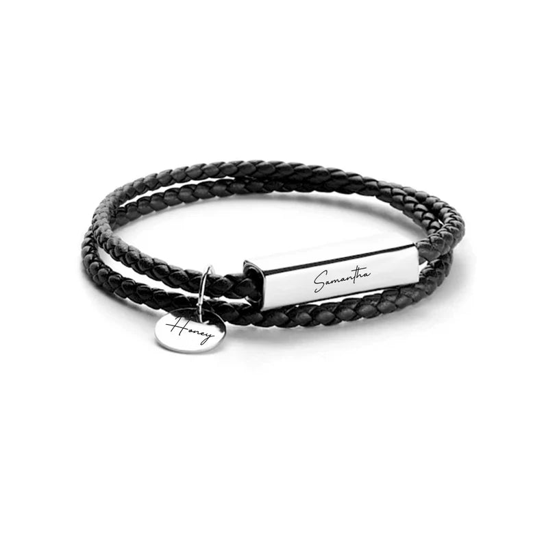 Personalized Disc Bar Name Bracelet, Personalised gift for her, Engraved Bracelets For Women, Mother's Day Gift, Fashionable Couple bracelet