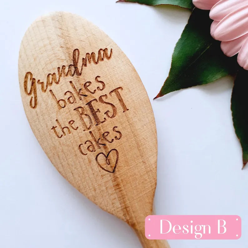 Grandma Bakes The Best Cakes Personalised Baking Wooden Spoon, Mothers Day Spoon Gift, Cake Baking, Birthday Gift, Nana, Nanny, Granny