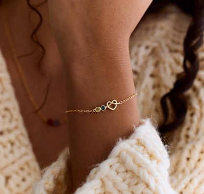 Customized birthstone bracelet, simple heart-shaped ring-shaped jewelry, birthday gift, a commemorative present for your loved one or mother