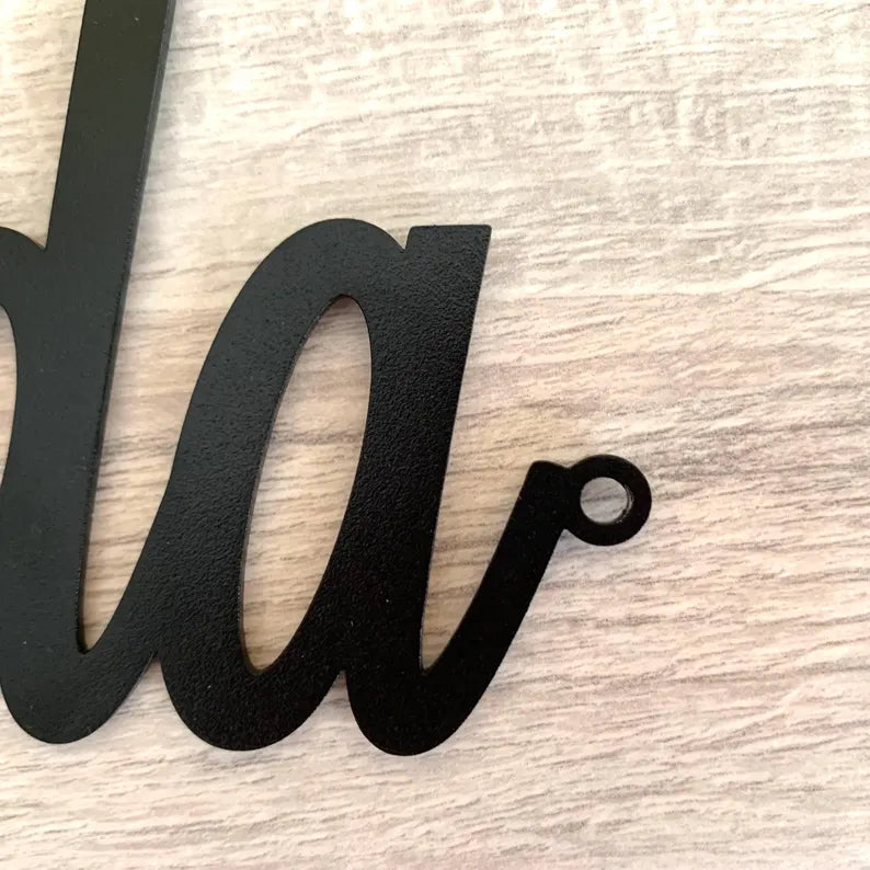 Personalized Metal Name Sign | Custom Laser Cut Script Words | Home or Office Wall Decor