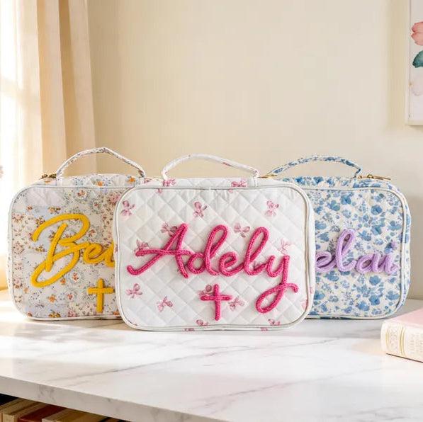 Godchild Gift Personalized Quilted Bible Cover: Custom Name with Cross Design,Christian Mother's Day Gift