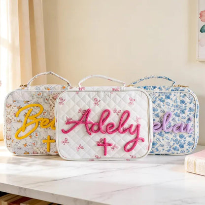 Godchild Gift Personalized Quilted Bible Cover: Custom Name with Cross Design,Christian Mother's Day Gift