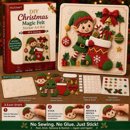 🎄 DIY Christmas Magic Felt Sticker Art Kit – Peel, Stick & Create