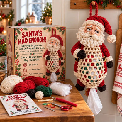 ⏳ Last Day 49% OFF – 🧶 Beginner-Friendly Christmas Crochet Bag Holder DIY Kit | 4 Festive Designs with Yarn, Tools & Guide Included 🎄