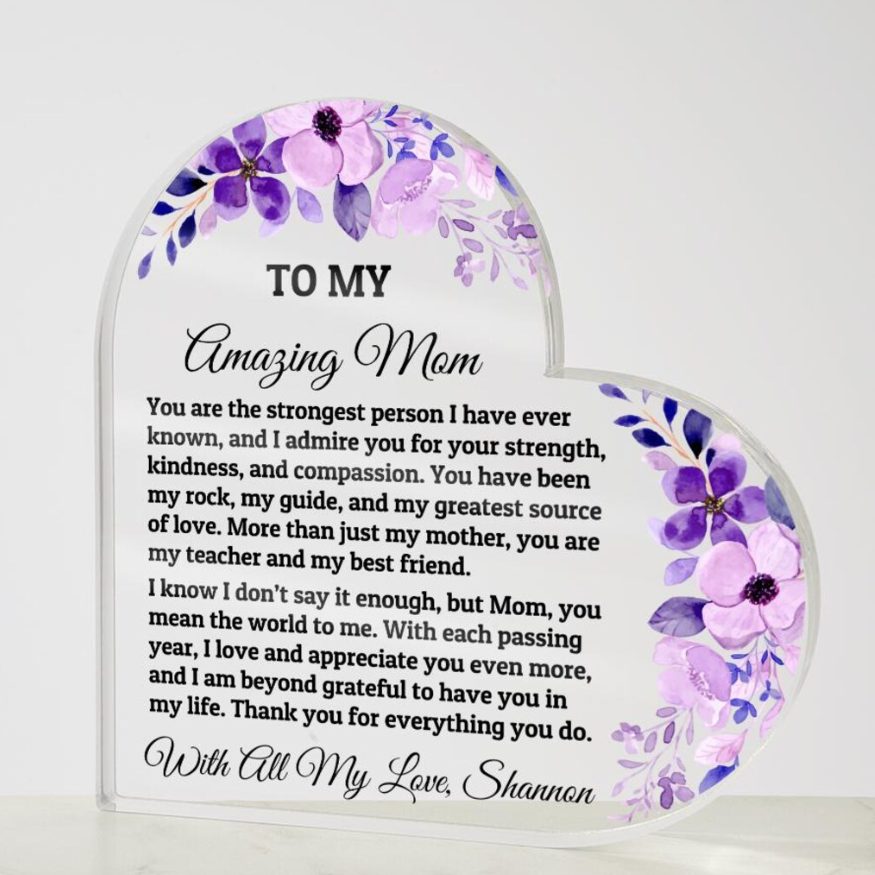 Heart Plaque For Mom From Daughter Son, Birthday Gift, Christmas Gift For Mom, Mother's Day Gift, Custom Mom Gift, To My Mom, Mom Keepsake
