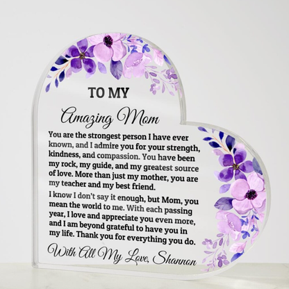 Heart Plaque For Mom From Daughter Son, Birthday Gift, Christmas Gift For Mom, Mother's Day Gift, Custom Mom Gift, To My Mom, Mom Keepsake