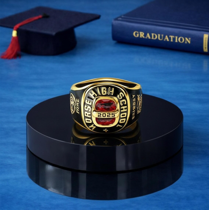 Personalized Graduation Ring, Custom Class of 2026 Ring with Birthstone, Engraved Signet Ring for Men Women, College High School Gift