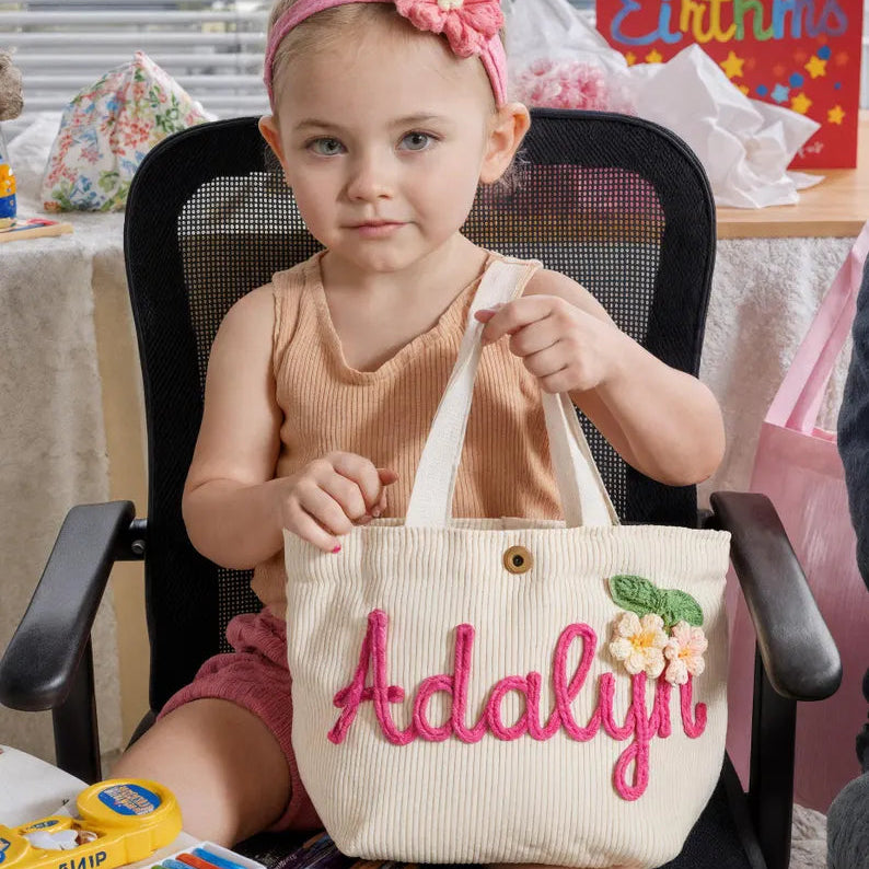 Personalized Name Tote Handbag: Custom Children's Gift,Custom Name Tote Handbag,Baby Shower Gifts, Children's name handbags,Christmas Gift
