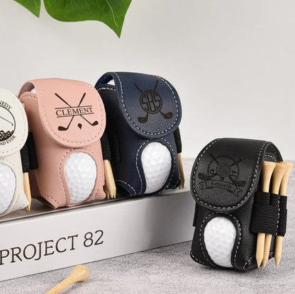 Personalized Leather Golf Ball Bag, Mini Golf Tee Holder
