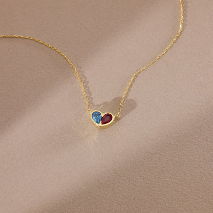 Dainty Birthstone Necklace for Mother's Day gift, Heart Necklace, Personalized Necklace For Her, Mothers Day Gift for Her, Grandma necklace