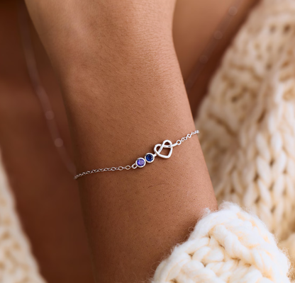 Customized birthstone bracelet, simple heart-shaped ring-shaped jewelry, birthday gift, a commemorative present for your loved one or mother