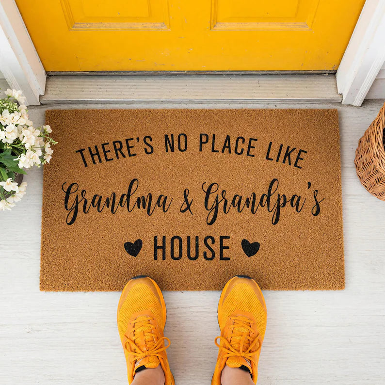 Custom Personalized Doormat: There's No Place Like Grandma And Grandpa's House, Welcome Mat, Door Mat, Mother's Day Gift