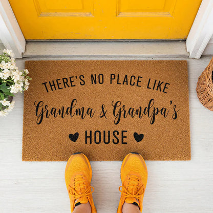 Custom Personalized Doormat: There's No Place Like Grandma And Grandpa's House, Welcome Mat, Door Mat, Mother's Day Gift