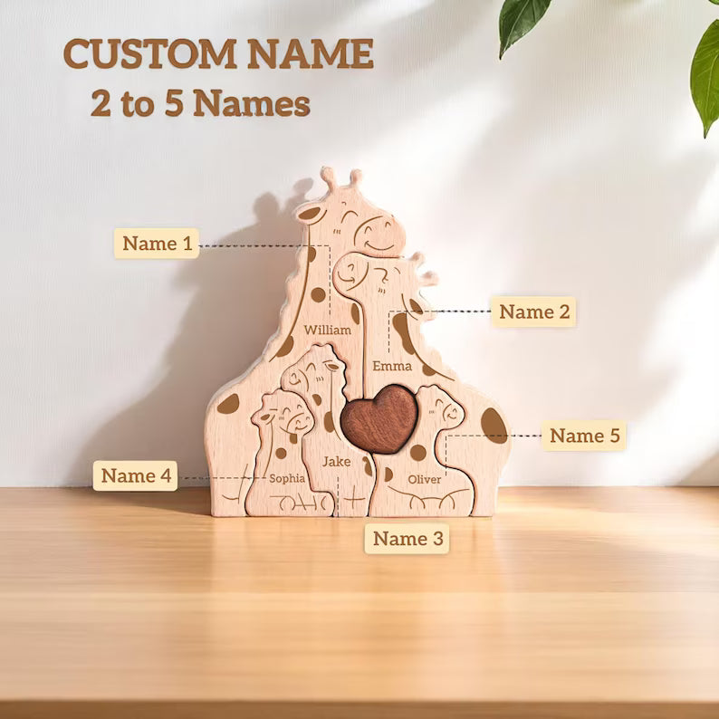 Personalised Giraffe Family Puzzle, Mothers Day Gift, Anniversary, Baby Shower, Home Decor, Safari Nursery Decor, Kids Room, New Mummy Ideas