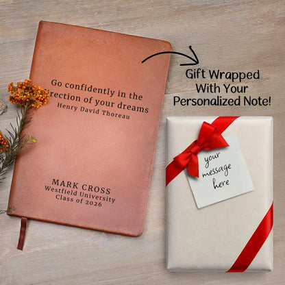 Personalized Leather Journal For Graduation, Custom Name School Year Notebook, College High School Gift, Graduate Present, Class Of 2026