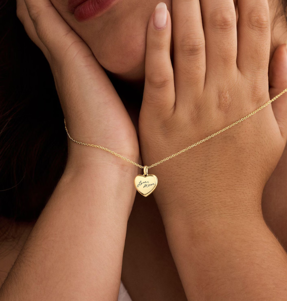 Dainty Actul Handwriting Heart Charm Necklace, Memorial Necklace, Keepsake Necklace, Custom Signature Jewellery, Mothers Day Gift for Her