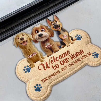 The Humans Live With Lovely Dogs - Personalized Custom Doormat