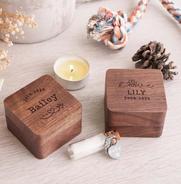 Customized Wooden Pet Fur Keepsake, Mothers Day Gift for Pet Lovers, Personalized Pet Memorial Jar, Pet Loss Gift, Pet Fur Keepsake [T]