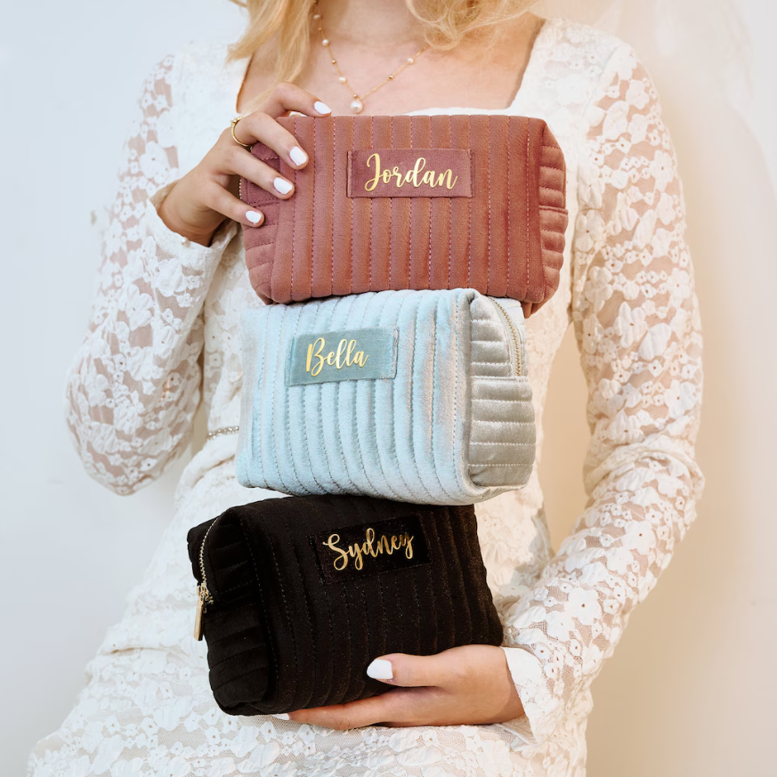 Custom Makeup Bag, Personalized Cosmetic Bag, Travel Velvet Toiletry Bag, Bridesmaids Gifts, Best Mom, Eid Gift, Mother¡¯s Day Gift