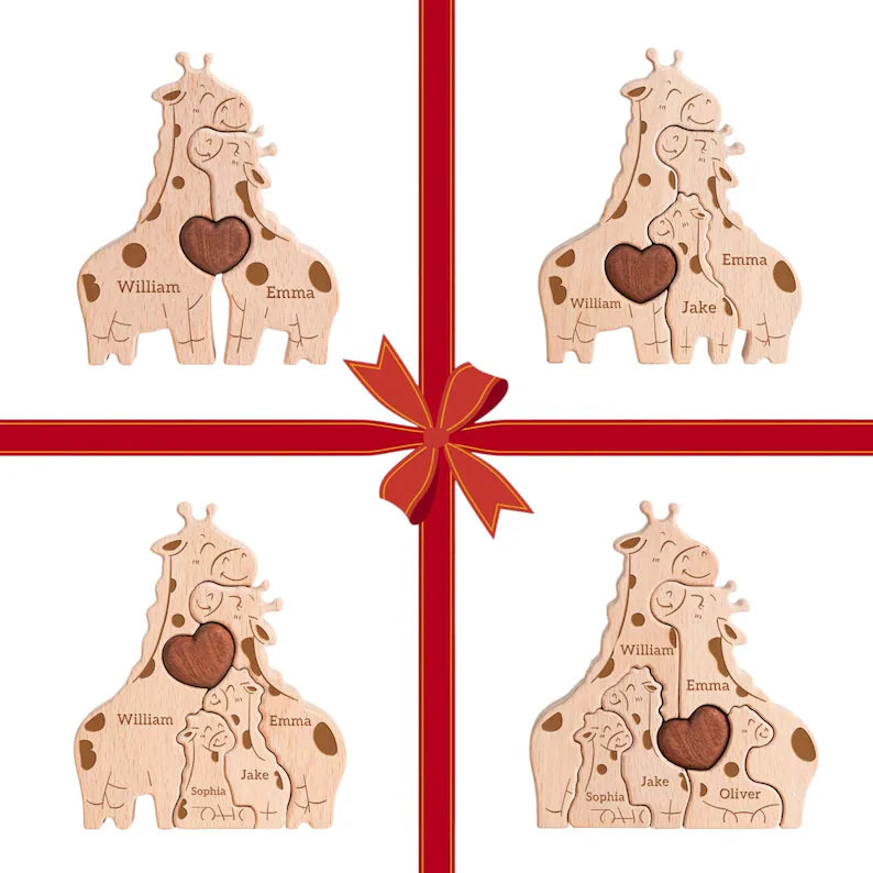 Personalised Giraffe Family Puzzle, Mothers Day Gift, Anniversary, Baby Shower, Home Decor, Safari Nursery Decor, Kids Room, New Mummy Ideas