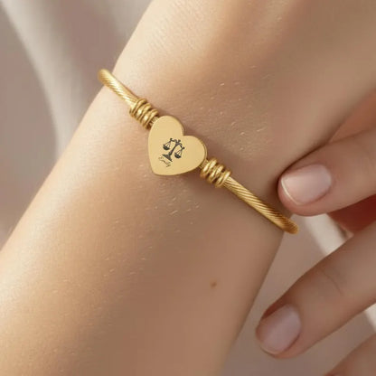 Elegant And Chic Heart Cuff Bracelet (Engraving), Scales of Justice, Personalized Gift, Custom Lawyer Bracelet, Gift for Law School Graduate