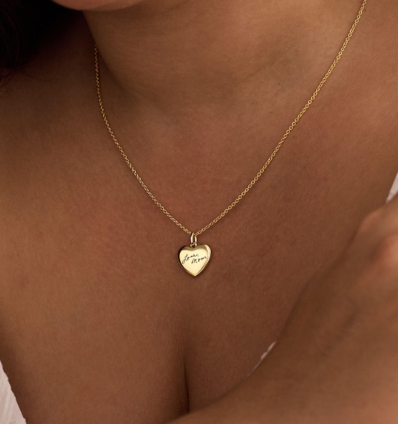 Dainty Actul Handwriting Heart Charm Necklace, Memorial Necklace, Keepsake Necklace, Custom Signature Jewellery, Mothers Day Gift for Her