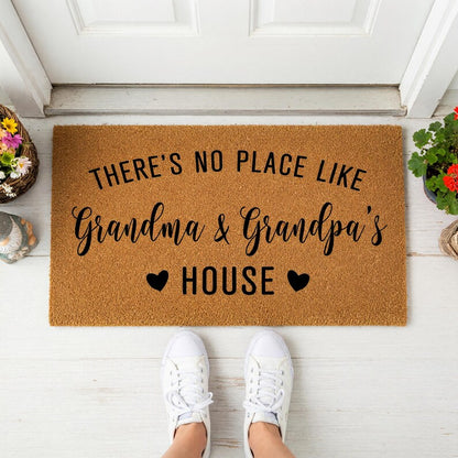 Custom Personalized Doormat: There's No Place Like Grandma And Grandpa's House, Welcome Mat, Door Mat, Mother's Day Gift
