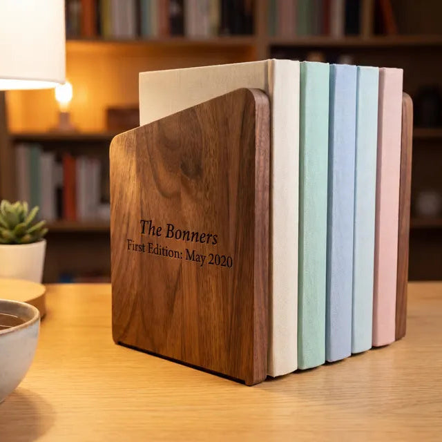 Custom wooden bookend | Personalized bookshelf accessories | Gift for book lovers, graduates, professors