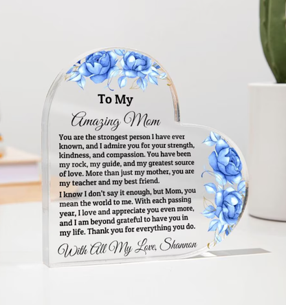 Heart Plaque For Mom From Daughter Son, Birthday Gift, Christmas Gift For Mom, Mother's Day Gift, Custom Mom Gift, To My Mom, Mom Keepsake