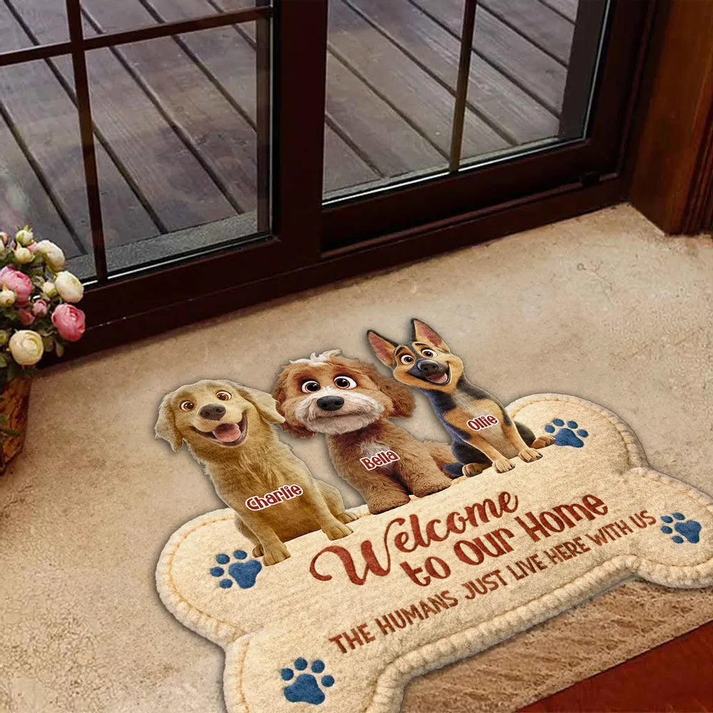 The Humans Live With Lovely Dogs - Personalized Custom Doormat