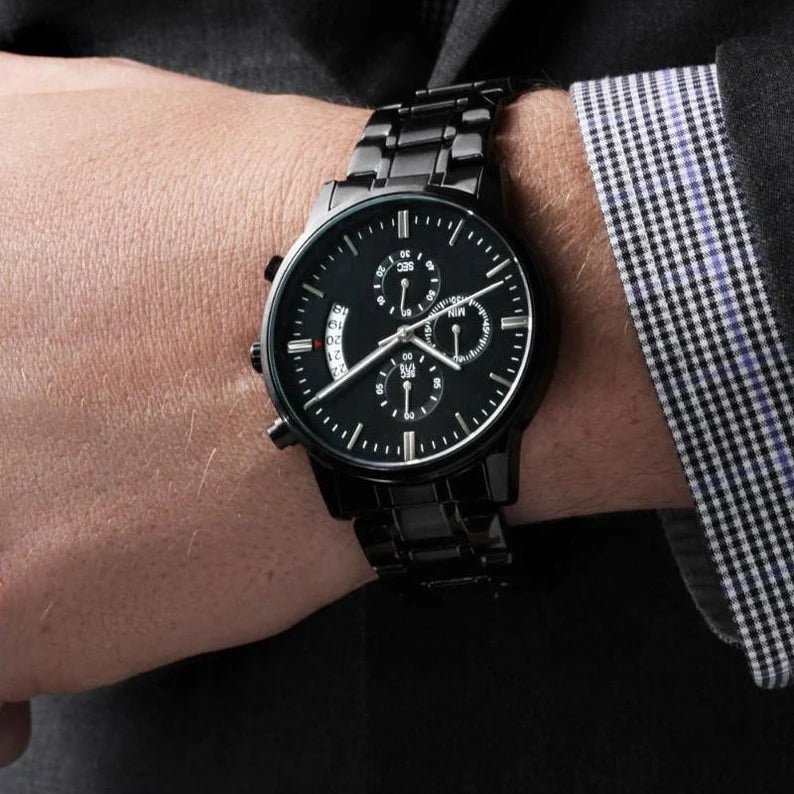Personalized Graduation Gift for Son Engraved Watch for Him Milestone Custom Gifts Graduate College High School Master Degree Present