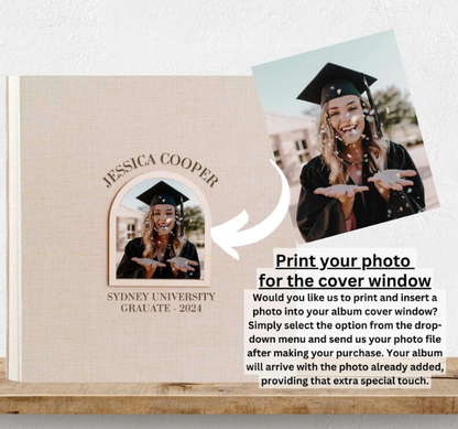 Personalised Graduation Scrapbook | Self-adhesive Memory Photo Album for Junior High School, and College Graduates | Self adhesive Album