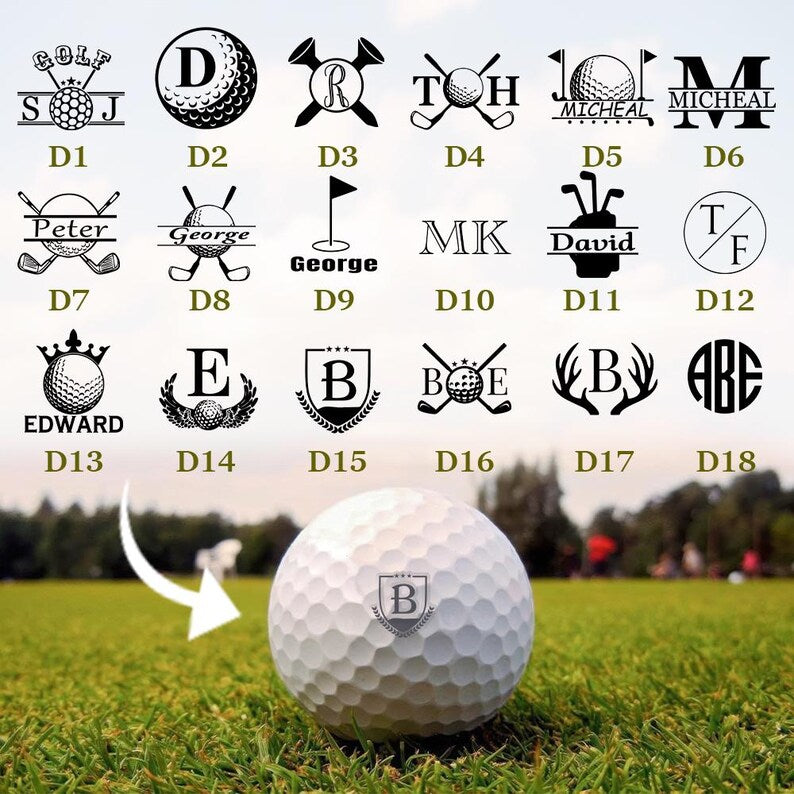 Personalized Golf Theme Monogram Initial PU Leather Golf Tee Holder Bag Tag with Name and 5 Pcs Bamboo Tees Birthday Gift for Golf Player
