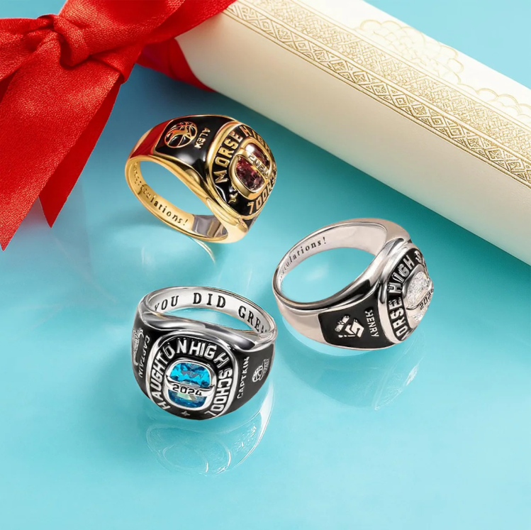 Personalized Graduation Ring, Custom Class of 2026 Ring with Birthstone, Engraved Signet Ring for Men Women, College High School Gift