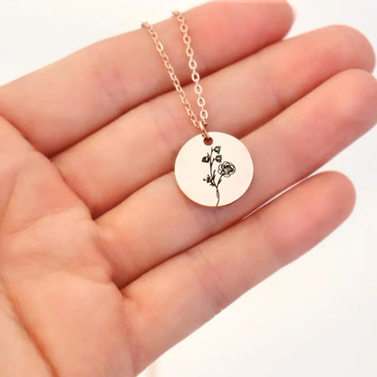 Family Birth Flower Bouquet Necklace with Birthstone Personalized Month Necklace Custom Mother Jewelry Combined