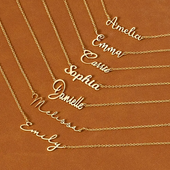 Personalized Name Necklace, Custom 18K Gold Plated Name Necklace, Minimalist Name Necklace, Christmas Gift, Mother's Day Gift, Gift for Her