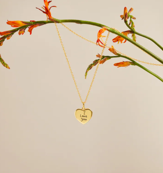 Dainty Actul Handwriting Heart Charm Necklace, Memorial Necklace, Keepsake Necklace, Custom Signature Jewellery, Mothers Day Gift for Her