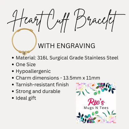 Elegant And Chic Heart Cuff Bracelet (Engraving), Scales of Justice, Personalized Gift, Custom Lawyer Bracelet, Gift for Law School Graduate