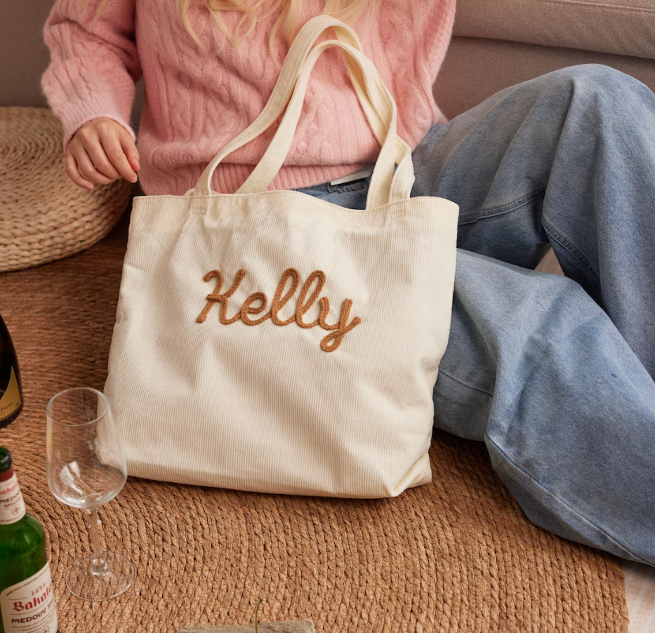 Custom Corduroy Tote Bag, Personalized Corduroy Bag, Everyday Essential Tote, Travel Crossbody Bag, Valentines Day gift, Easter Gifts
