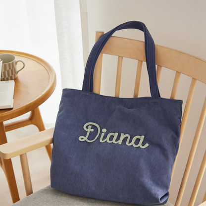 Custom Corduroy Tote, Embroidered Corduroy Bag, Holiday Gift, Birthday Gift, Eid Gift, Bridesmaid Gift, Custom Gift Bag, Mother¡¯s Day Gift