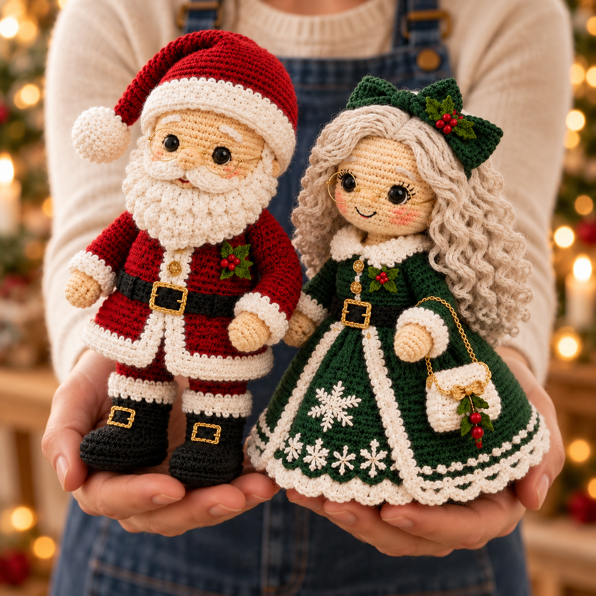 Crochet Christmas Santa & Mrs. Claus Amigurumi Doll Pattern Set