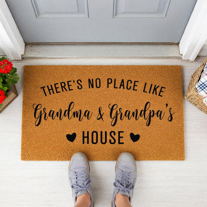 Custom Personalized Doormat: There's No Place Like Grandma And Grandpa's House, Welcome Mat, Door Mat, Mother's Day Gift