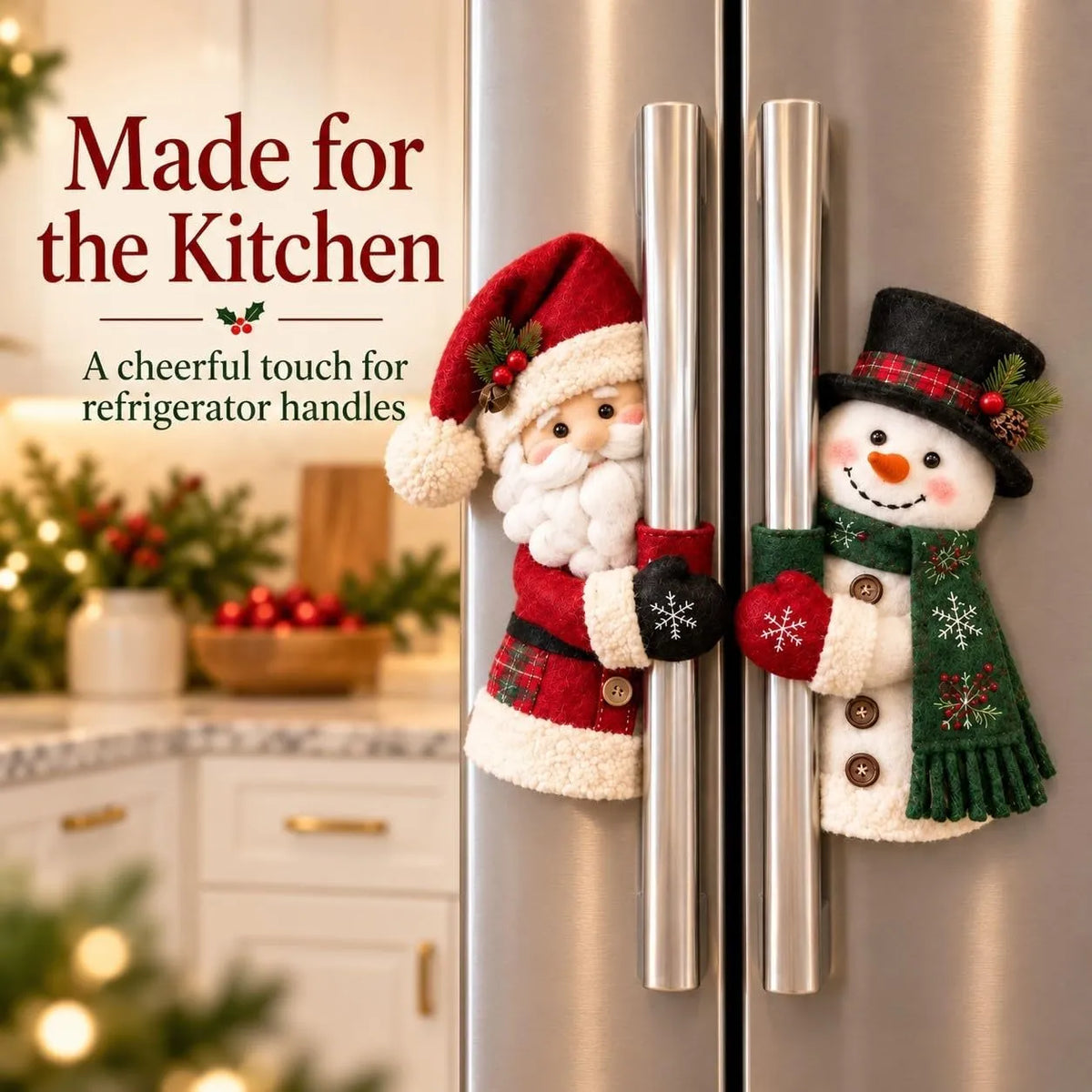 Christmas Santa & Snowman Handle Huggers – Holiday Kitchen Decor