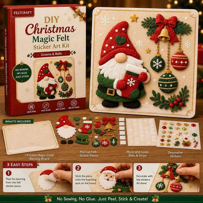 🎄 DIY Christmas Magic Felt Sticker Art Kit – Peel, Stick & Create