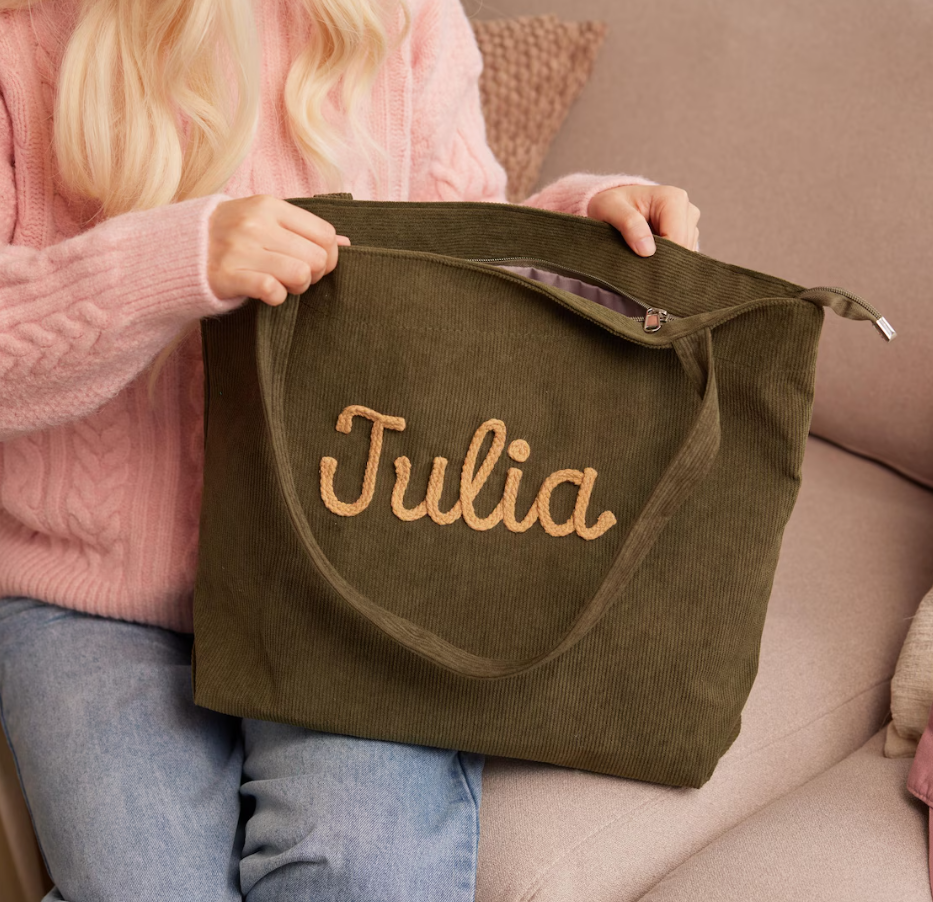 Custom Corduroy Tote Bag, Personalized Corduroy Bag, Everyday Essential Tote, Travel Crossbody Bag, Valentines Day gift, Easter Gifts
