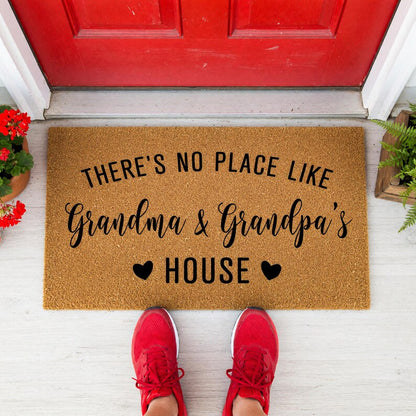 Custom Personalized Doormat: There's No Place Like Grandma And Grandpa's House, Welcome Mat, Door Mat, Mother's Day Gift