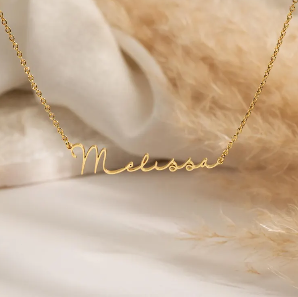 Personalized Name Necklace, Custom 18K Gold Plated Name Necklace, Minimalist Name Necklace, Christmas Gift, Mother's Day Gift, Gift for Her